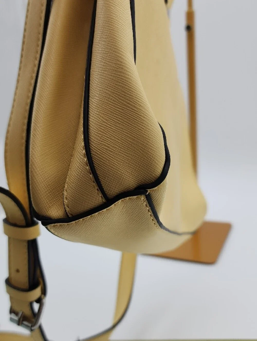 GUESS Yellow Structured Saffiano Satchel with Detachable Strap
